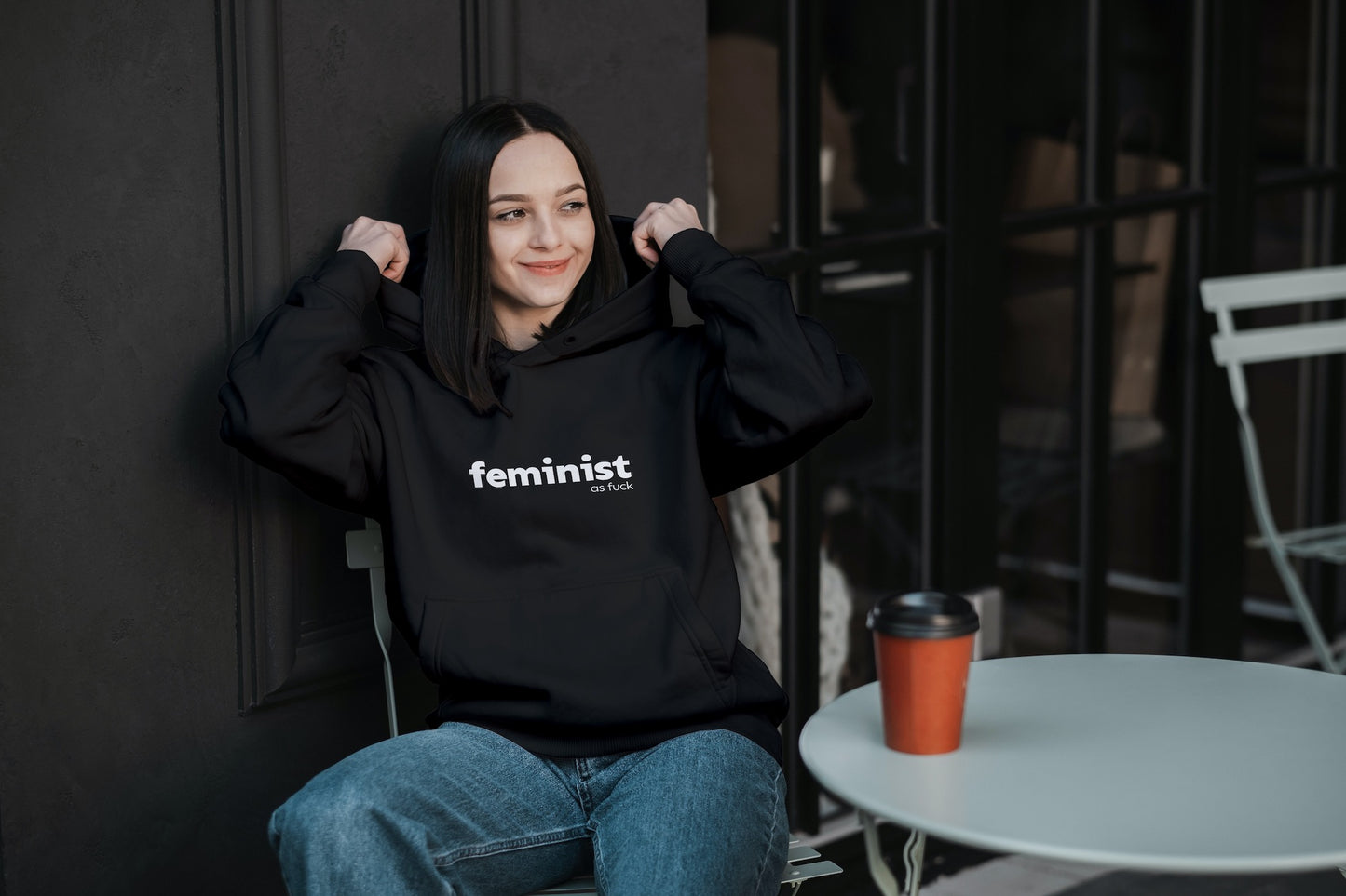 Mikina s kapucí Feminist as fuck